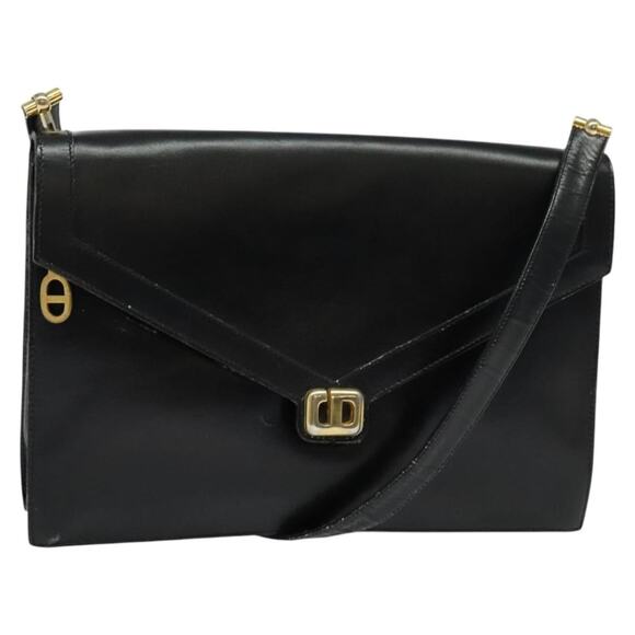 DIOR Shoulder Bag Leather Black Gold - Picture 1 of 12